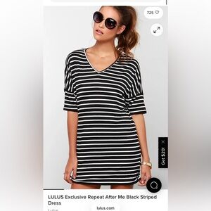 ⭐️Lulus Black and White Striped Women's T Shirt Dress Size Small